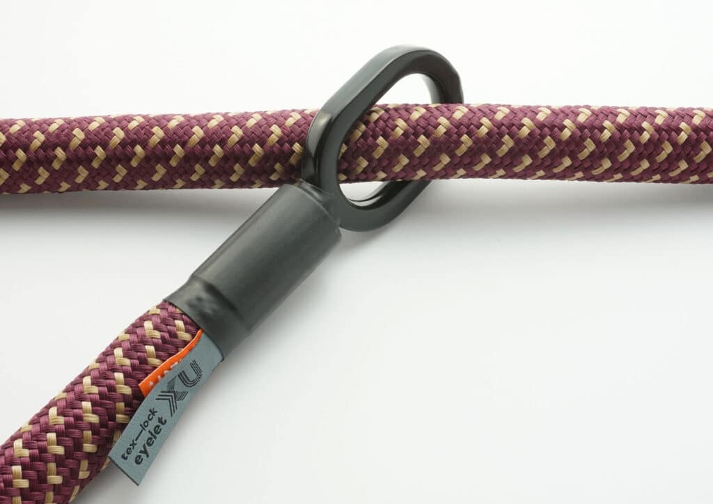 Textilseil des tex–lock eyelet in chateau red durch gummierte Metallöse