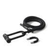 tex–lock eyelet in onyx black, Größe 120 cm, ineinander gewickelt mit X-lock am Seilende, kürzerer U-lock Bügel daneben