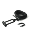 tex–lock eyelet in onyx black, Größe 160 cm, ineinander gewickelt mit X-lock am Seilende, kürzerer U-lock Bügel daneben