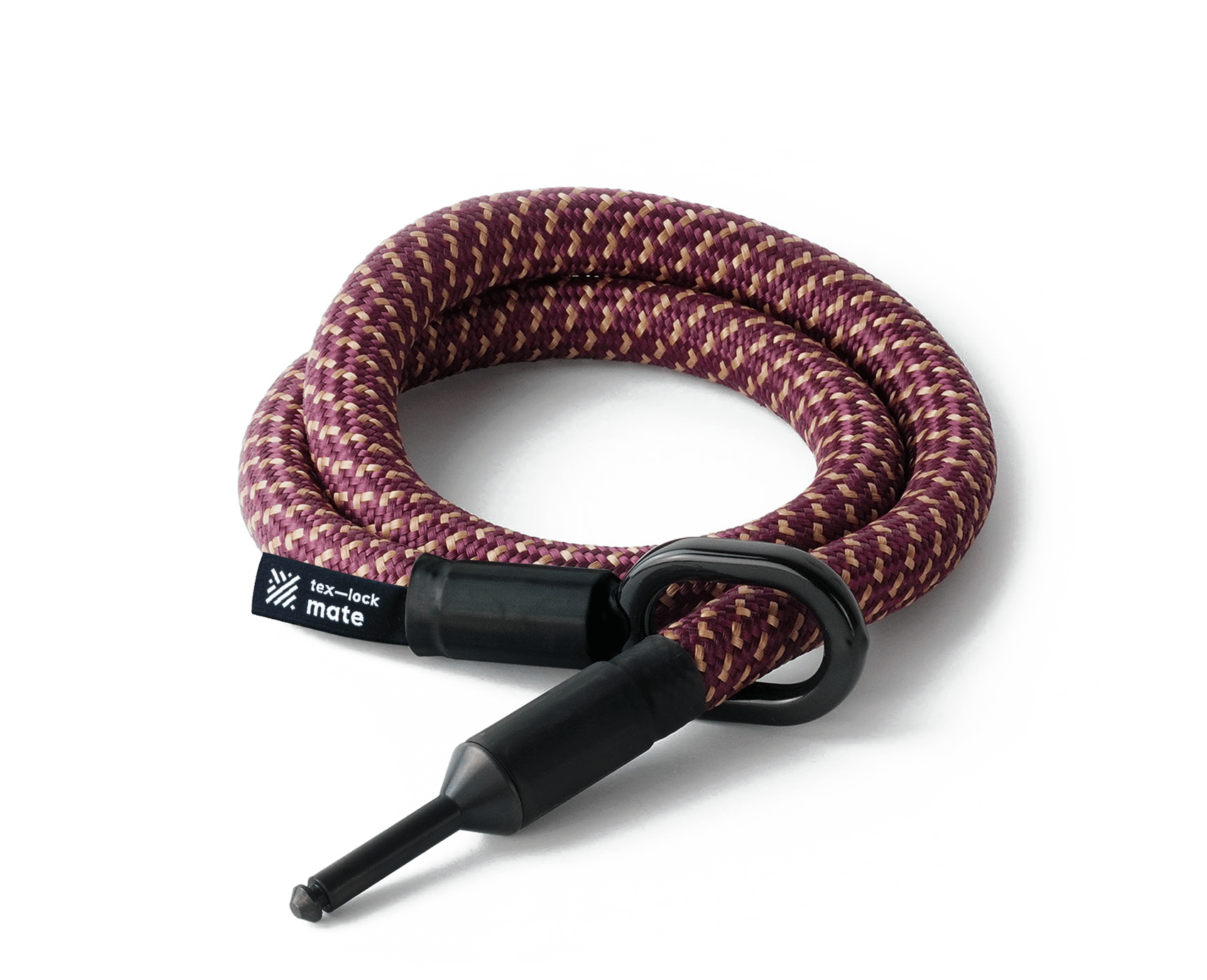 texlock mate in chateau red, wound into each other with locking bolt through metal eyelet