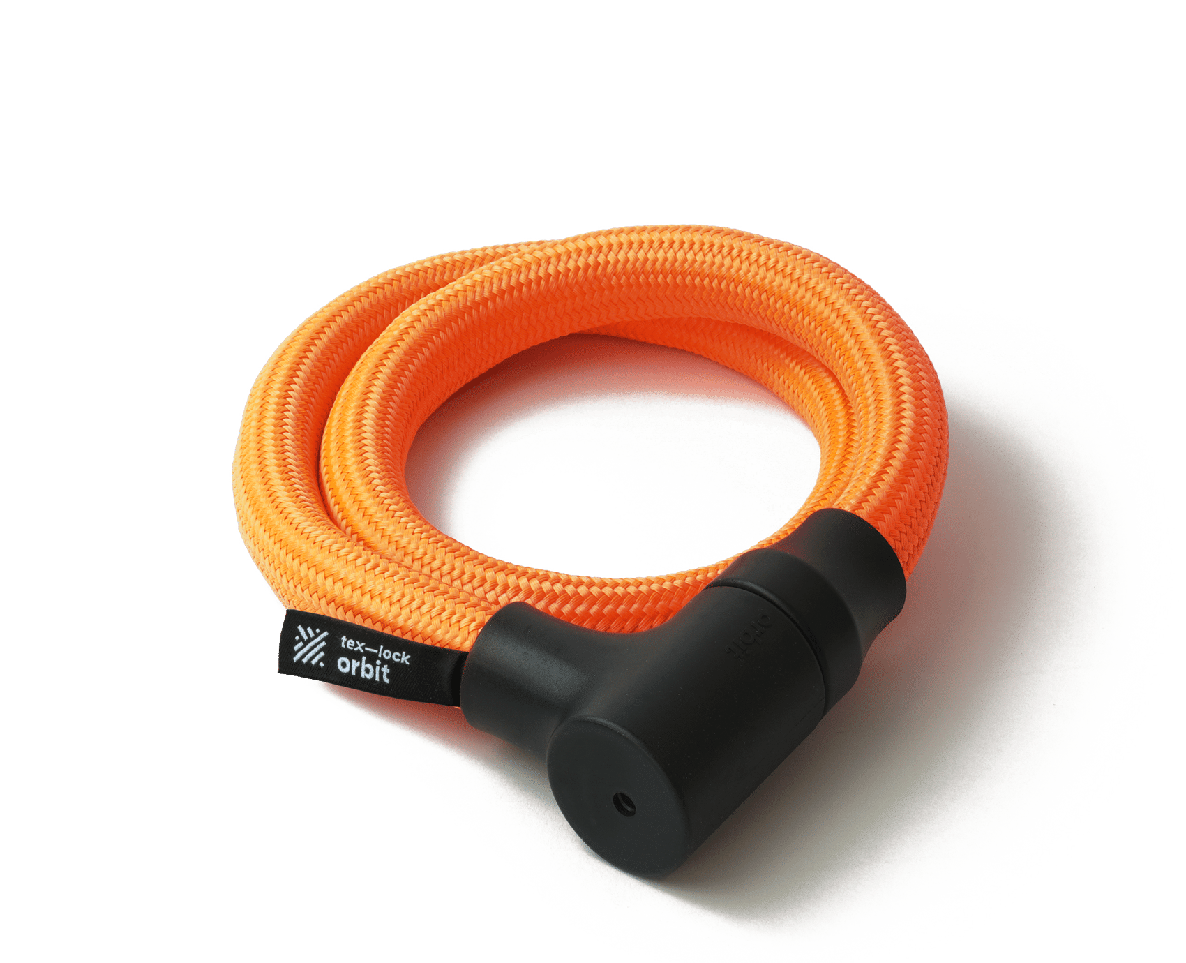 texlock orbit Fahrradschloss mit Lockpicking sicherem Schlosskörper, in 100 cm Länge, in Farbvariante acid orange, flexibel zusammengewickelt