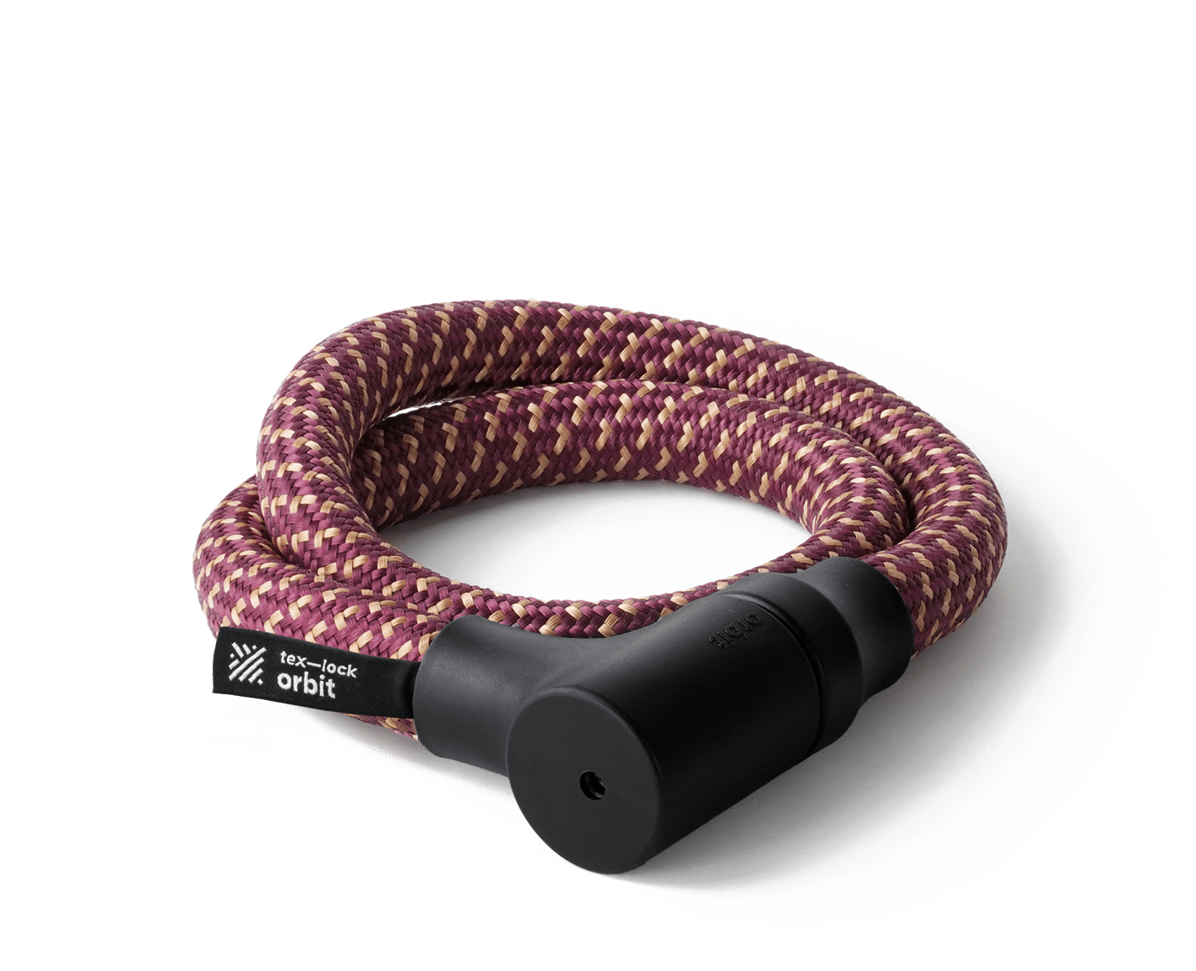 texlock orbit Fahrradschloss mit Lockpicking sicherem Schlosskörper, in 100 cm Länge, in Farbvariante chateau red, flexibel zusammengewickelt