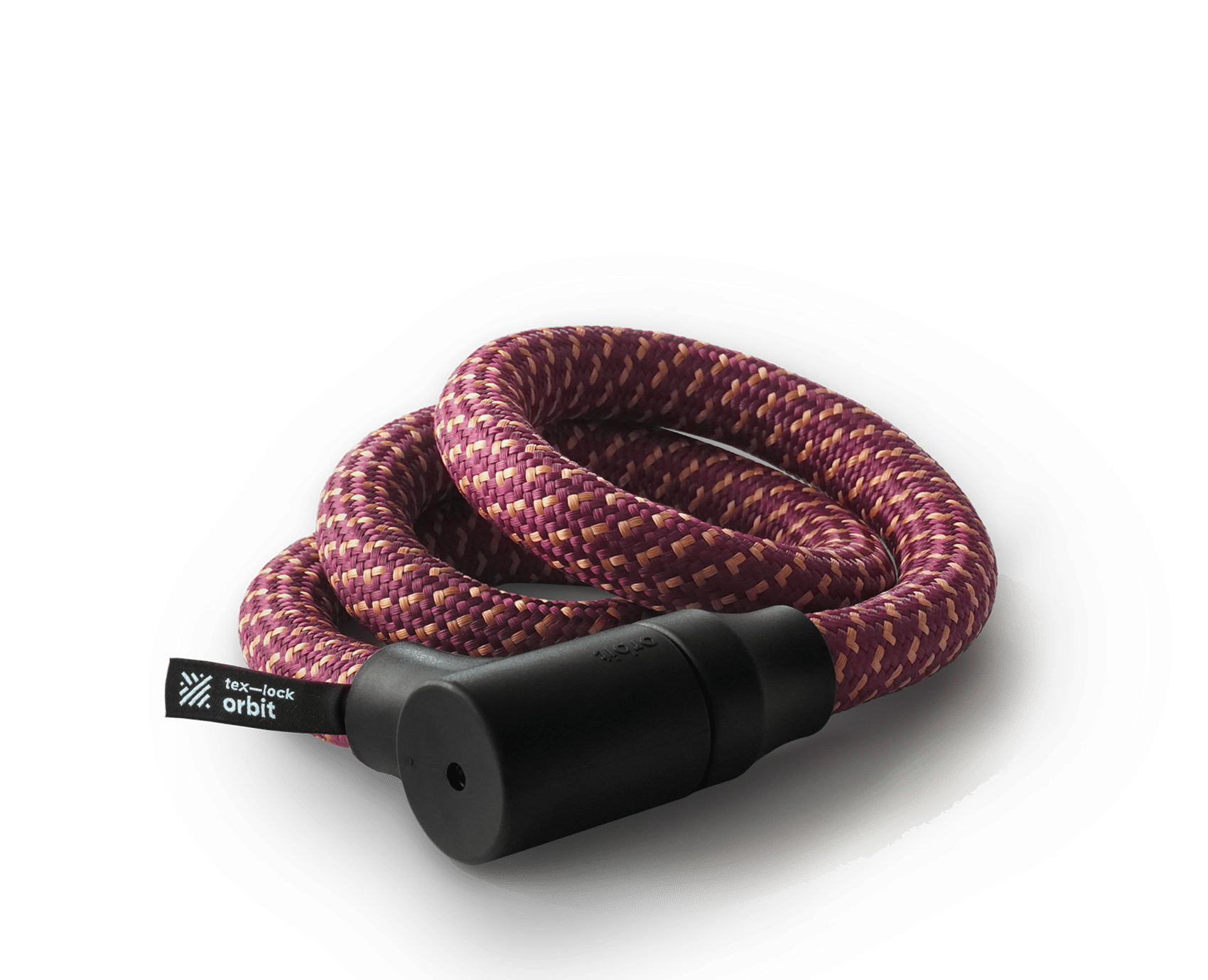 texlock orbit Bicycle lock with lockpicking secure lock body, 120 cm long, in colour variant chateau red, flexibly coiled