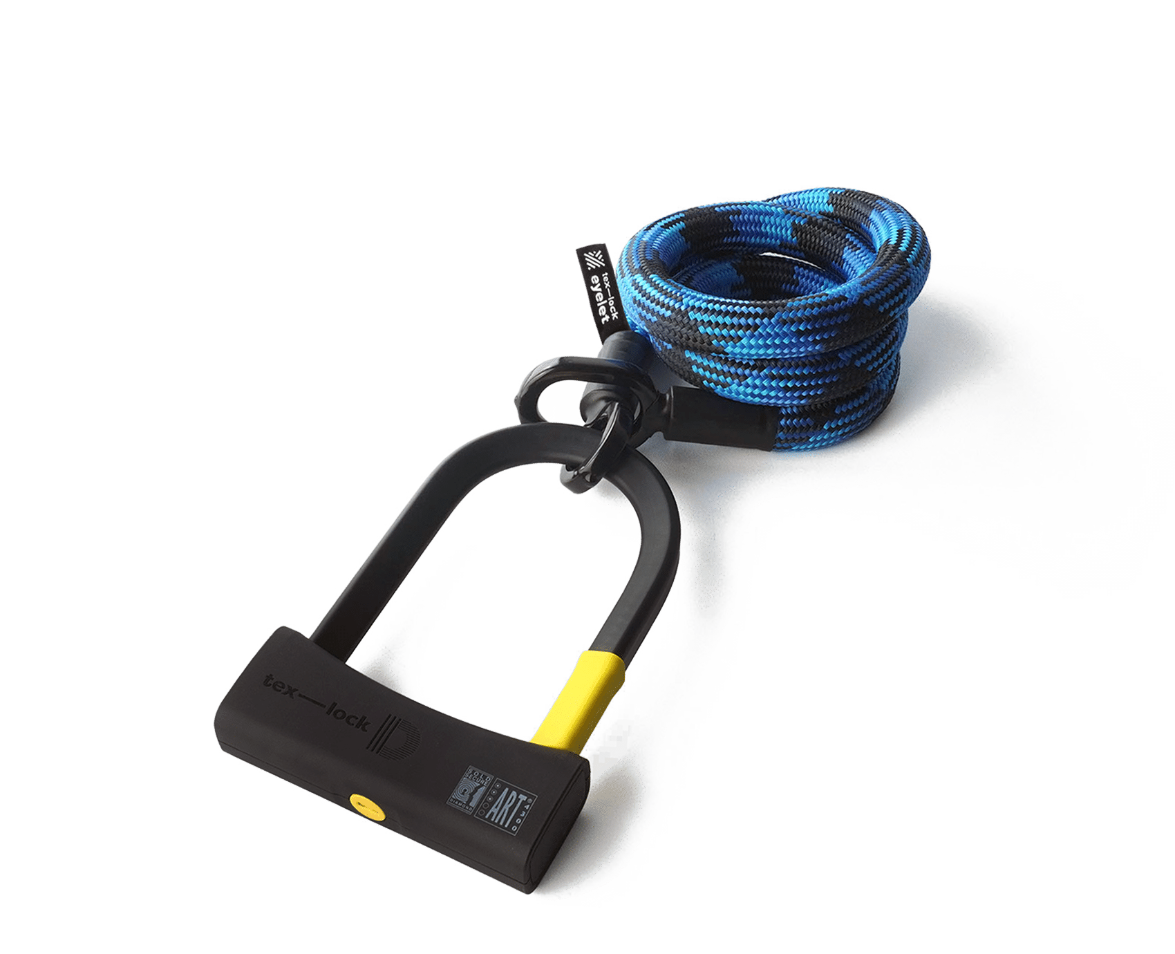 D-lock Bügelschloss mit Textilseil in Länge 120 cm und Farbe morpho blue