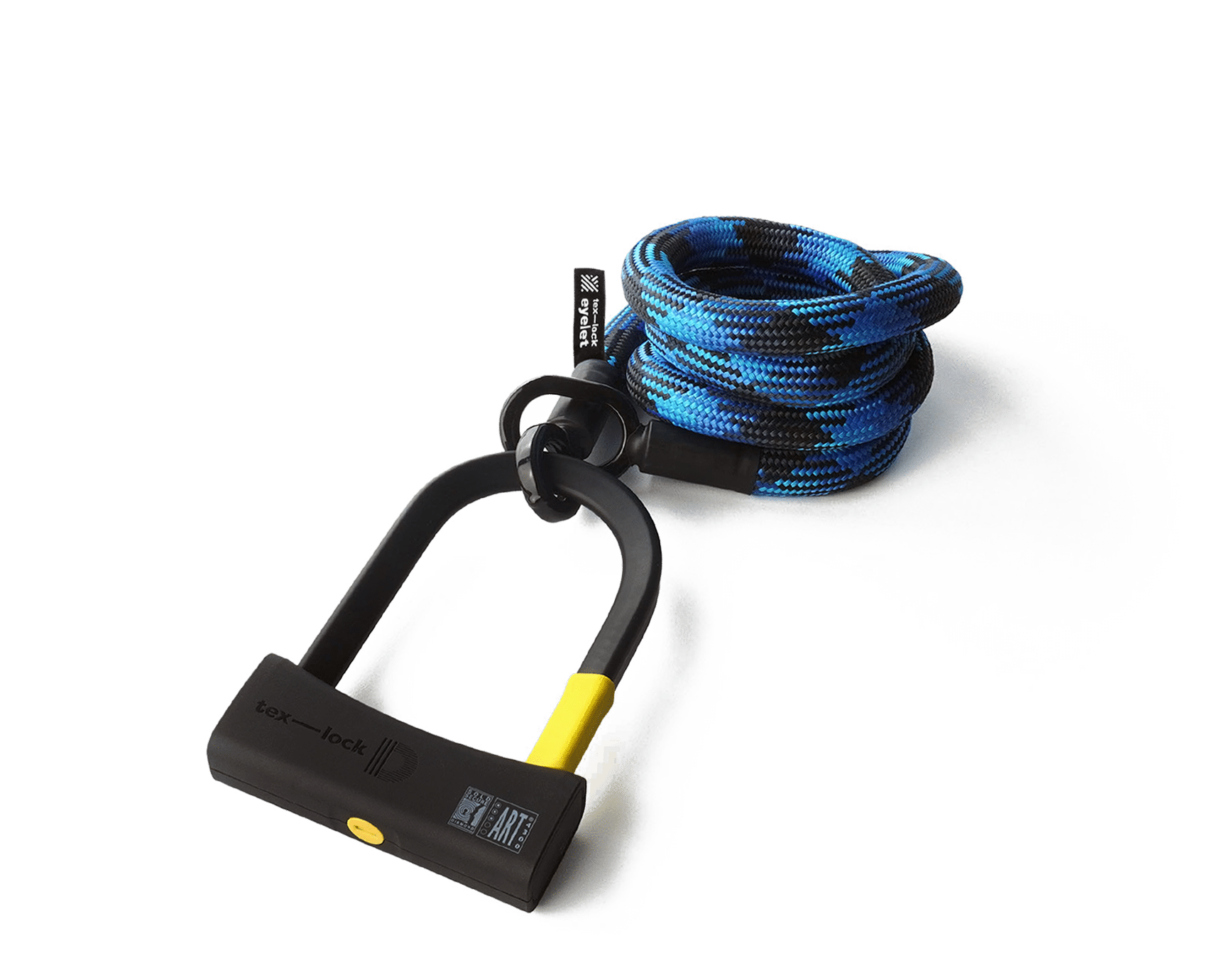 D-lock U-lock with textile cable in length 160 cm and colour morpho blue