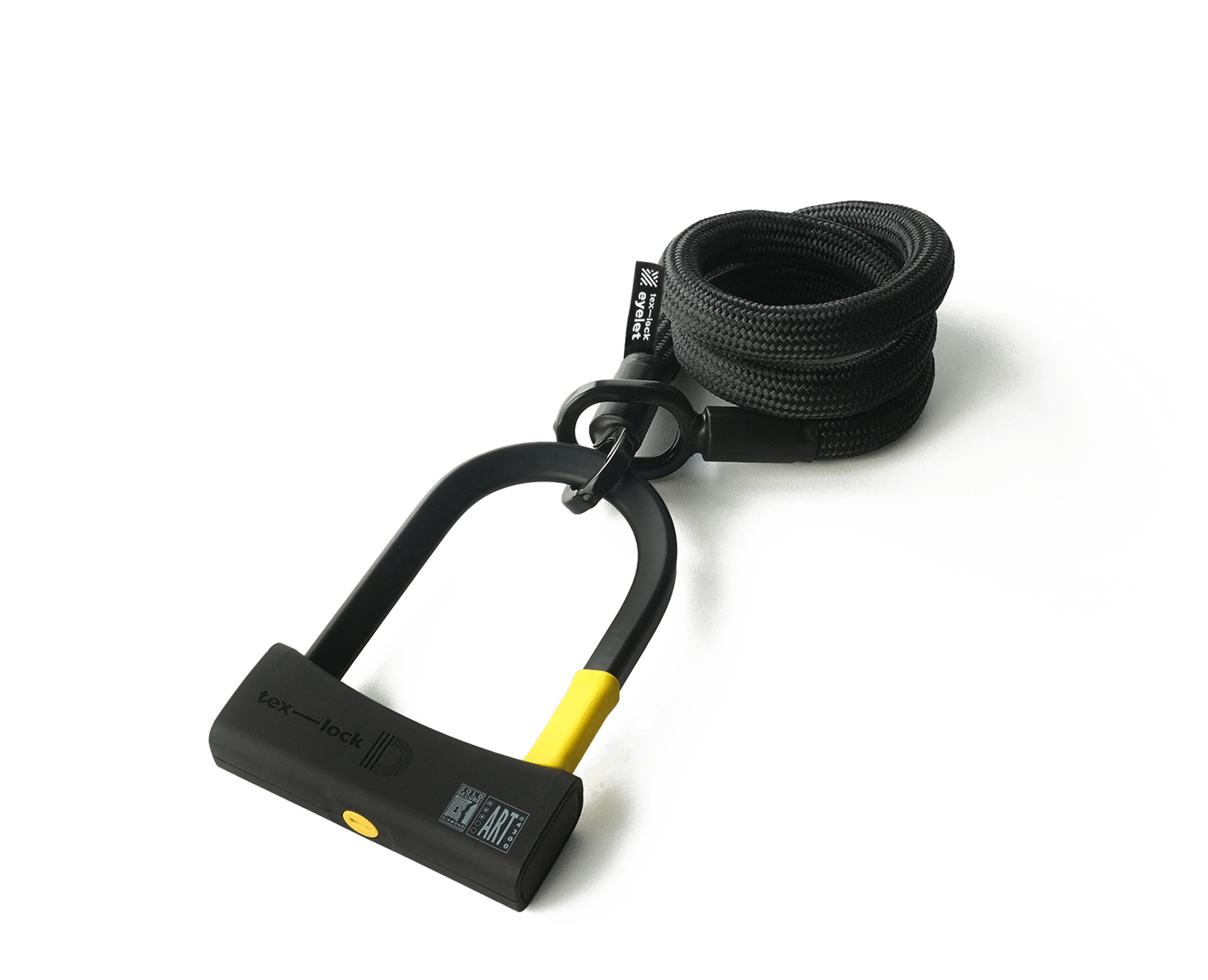 D-lock U-lock with textile cable in length 120 cm and colour onyx black